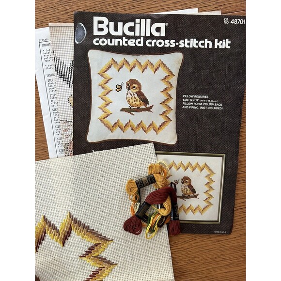 Vintage Bucilla Hoot Owl Cross Stitch Kit 48701 ALREADY STARTED - Picture 7 of 9